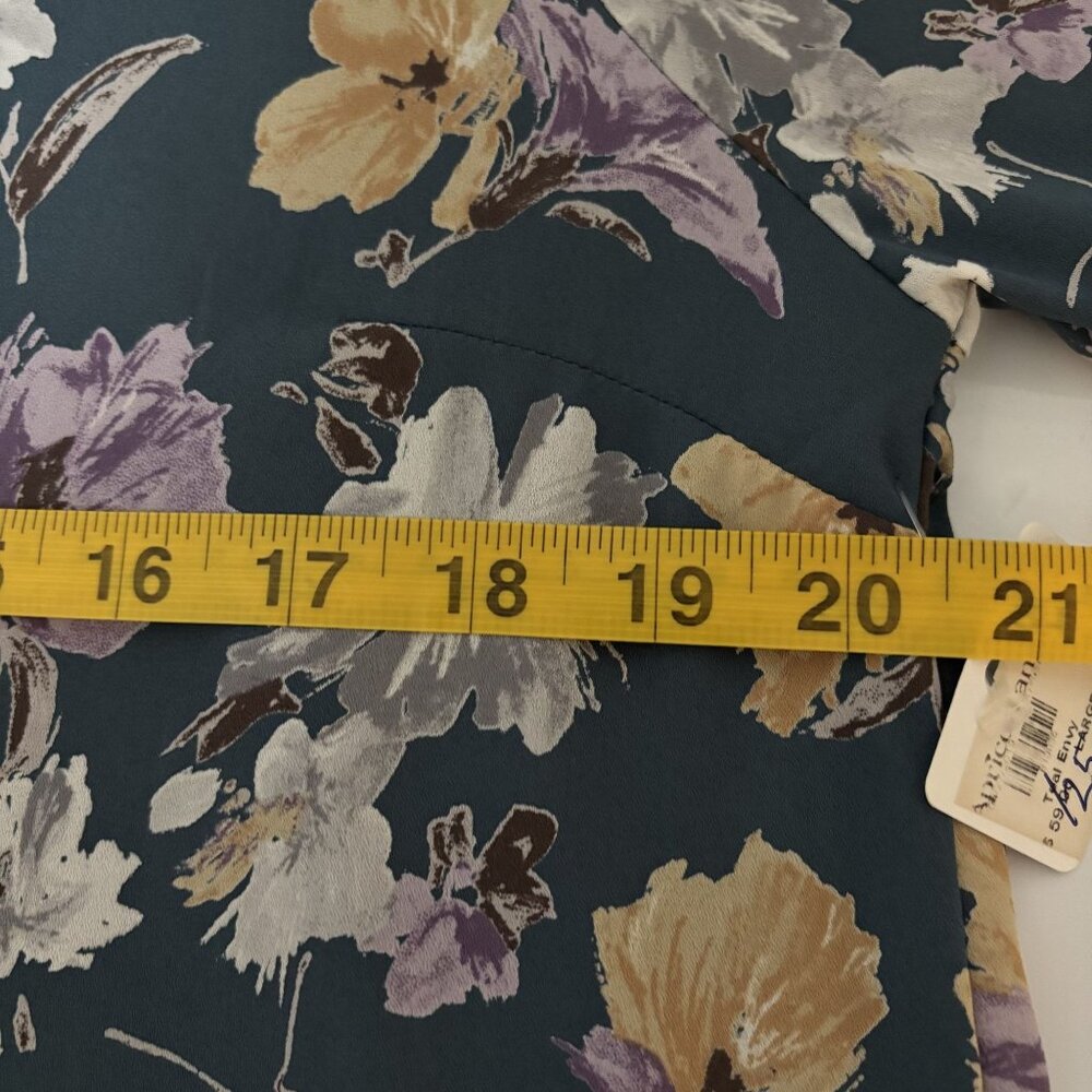 Floral Bell Sleeve Tunic Dress By Rokoko L - Teal Blue, Purple & Yellow - Picture 9 of 11